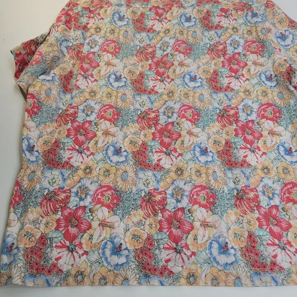 J.Crew Men's XL 100% Linen Floral Camp Shirt NWT Multicolor Button Front Summer